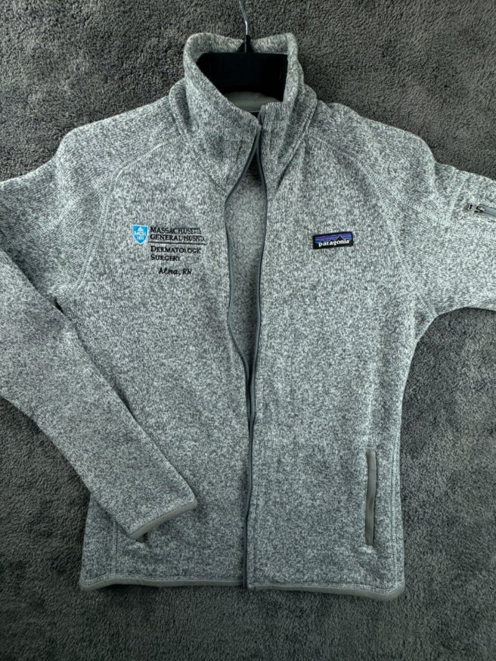 Patagonia Women Jacket Medium Full Zip** Gray Outdoors W Logo, Pockets Adult